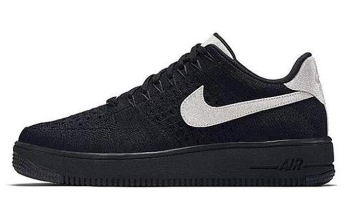 Nike Air Force 1 Flyknit Low Black Metallic Silver