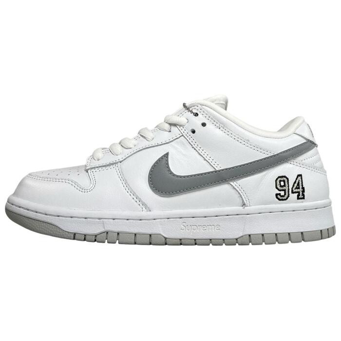 Supreme x Nike Dunk Low SB “White Metallic Silver”